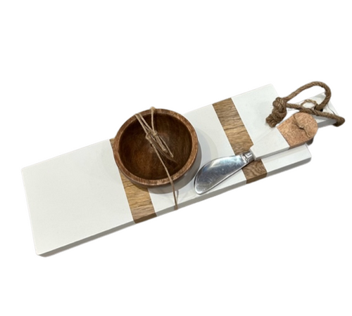 Wooden Paddle Cheese Board Set