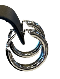 Silver Finish Hoop Earrings (medium)