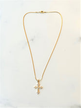 Load image into Gallery viewer, Gold set CZ Cross Necklace