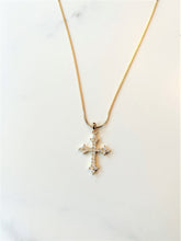 Load image into Gallery viewer, Gold set CZ Cross Necklace