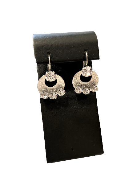 B-JWLD Gemstone Open Disc Earrings (Silver finish)