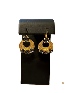 B-JWLD Gemstone Open Disc Earrings (Gold finish)