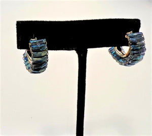 Emerald Cut Sapphire Blue Gemstone Hoop Earrings