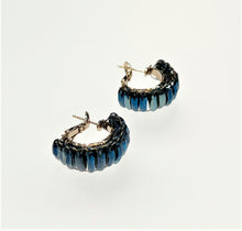 Load image into Gallery viewer, Emerald Cut Sapphire Blue Gemstone Hoop Earrings
