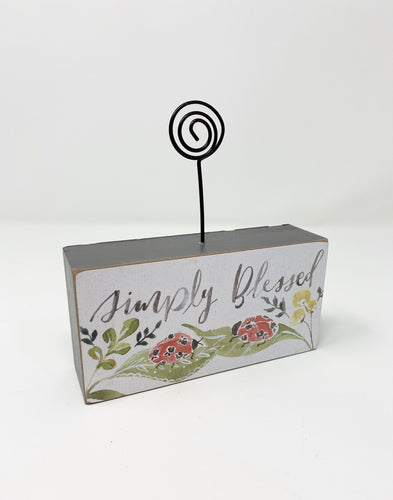Simply Blessed Wood Block Photo Holder