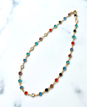 Load image into Gallery viewer, B-JWLD Mutli-color Gemstone Necklace (avail in gold and silver finish)