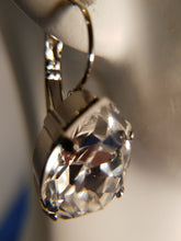 Load image into Gallery viewer, B-JWLD Silver Faceted Clear Pear Shaped Crystal Earrings