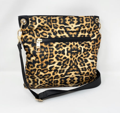 Sondra Roberts Quilted Puffer Crossbody Bag (Large) - Leopard