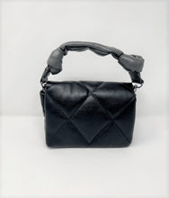 Load image into Gallery viewer, Black Quilted Handbag with Knotted Shoulder/Arm Handle or Crossbody Guitar Strap