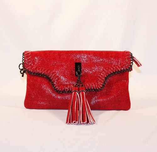 Sondra Roberts Red Metallic Napa Crossbody