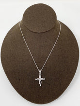 Load image into Gallery viewer, Style by Sophie Swirl Cross Necklace in White Gold Finish