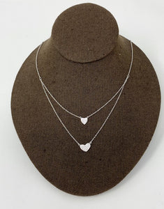 Style by Sophie Double Heart Layered Necklace - Silver Tone