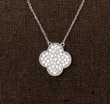 Load image into Gallery viewer, Style by Sophie Large Clover Necklace in White Gold Finish