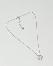 Load image into Gallery viewer, Quatrefoil Clover Necklace in White Gold Finish