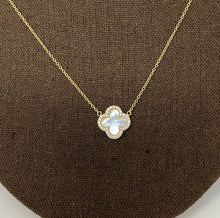 Load image into Gallery viewer, Mother of Pearl Quatrefoil Clover Necklace in Yellow Gold Finish