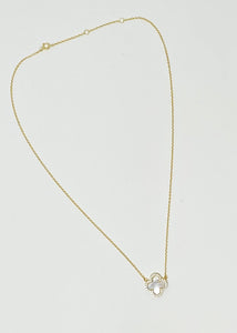 Mother of Pearl Quatrefoil Clover Necklace in Yellow Gold Finish