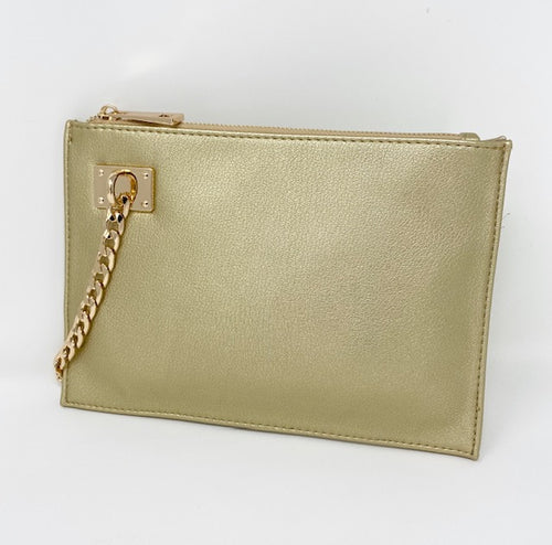 Sondra Roberts Vegan Leather Clutch/Wristlet - Gold