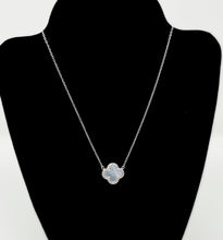 Load image into Gallery viewer, Mother of Pearl Quatrefoil Clover Necklace in White Gold Finish