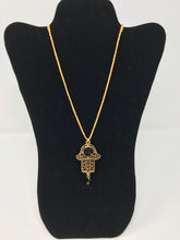 Load image into Gallery viewer, B-JWLD Gold Hamsa Amulet With Black Accent Necklace