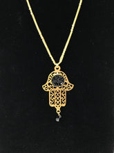 Load image into Gallery viewer, B-JWLD Gold Hamsa Amulet With Black Accent Necklace