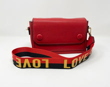 Load image into Gallery viewer, Sondra Roberts Crossbody Purse with Guitar Strap - Red LOVE