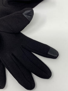 Black Ladies Touch Screen Gloves w/Faux Fur Rosette