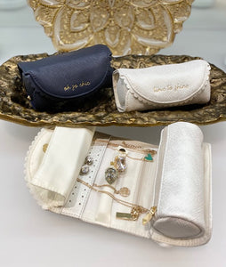 "Time to Shine" Jewelry Roll - White