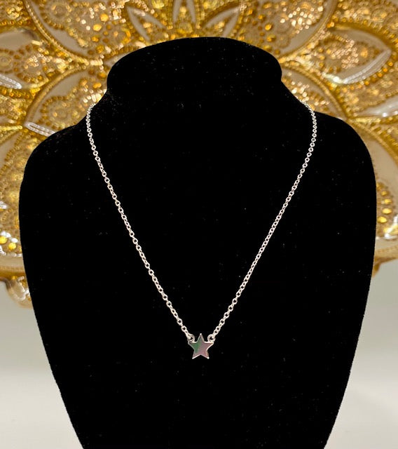 Dainty Mini Star Necklace - Silver Tone