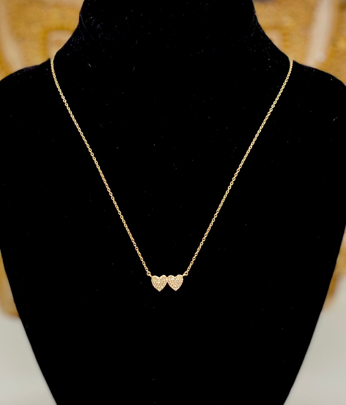 Two Hearts in One Necklace in (yellow gold or silver finish)