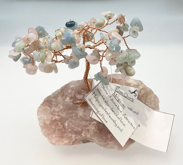Healing Crystal Gemstone Tree - Morganite and Rose Quartz (Large)