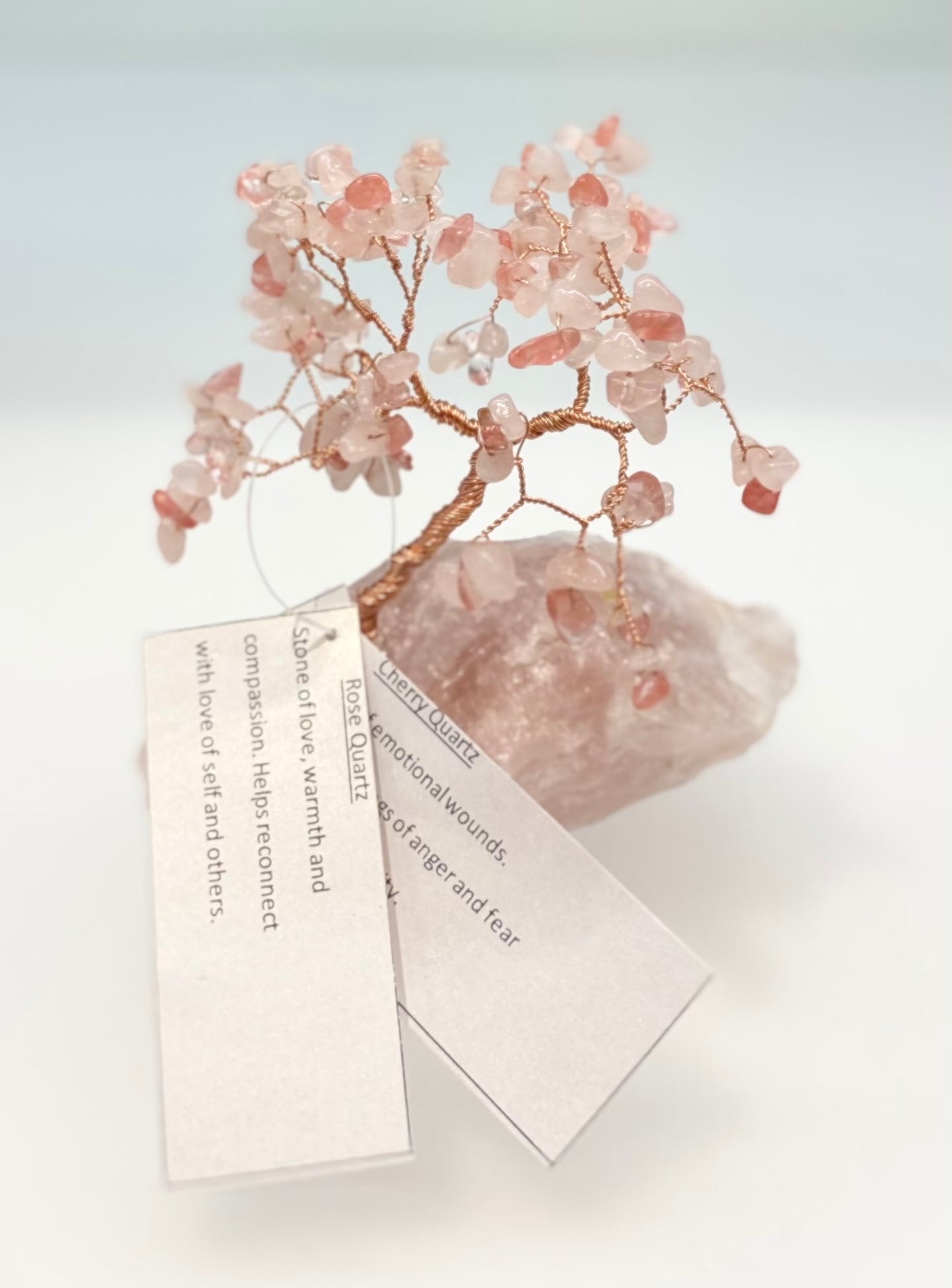 Healing Crystal Gemstone Tree - Rose & Cherry Quartz (large)