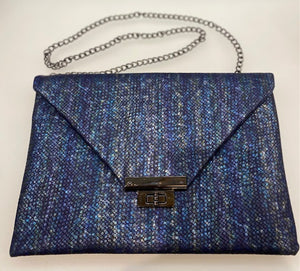 Sondra Roberts Iridescent Blue "Scales" Clutch/Shoulder Bag