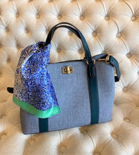 Load image into Gallery viewer, Sondra Roberts Satchel in Stone Blue &amp; Teal Trim