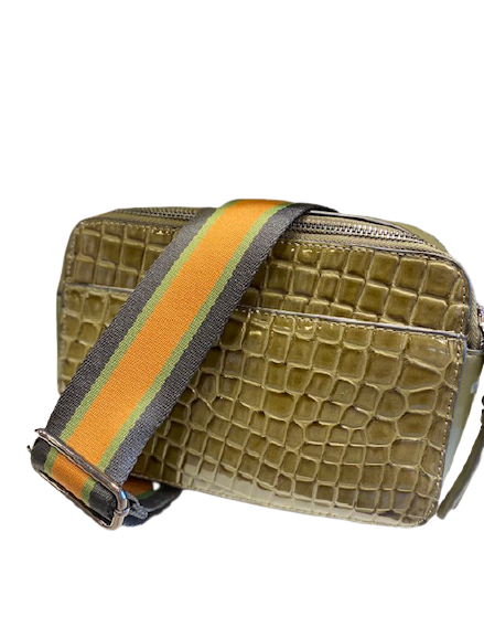 Sondra Roberts Mock-Croc Crossbody in Olive