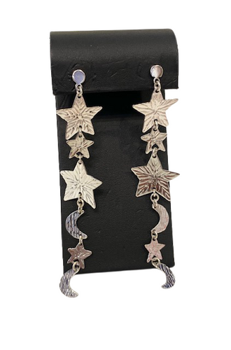 Boho Sol Sterling Silver Moon & Stars Earrings