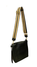 Load image into Gallery viewer, Sondra Roberts Vegan Leather Crossbody with Guitar-Style Strap (Black)