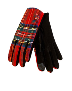 Red/Plaid Touchscreen Gloves