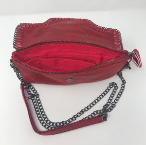 Sondra Roberts Red Crossbody With Link Chain