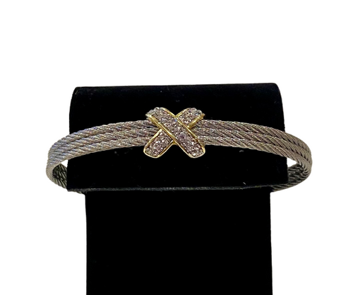 Triple Cable Style Bangle with Pave Set 