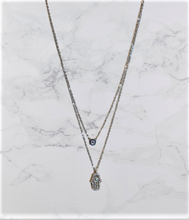 Load image into Gallery viewer, Double Layered Hamsa Evil Eye Necklace (silver or gold finish)