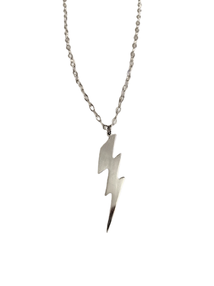 Silver Lightning Bolt Pendant Necklace For Men or Women - Boutique Wear RENN