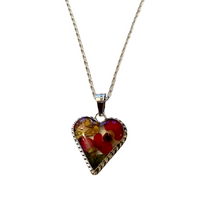 Load image into Gallery viewer, Boho Sol Necklace with Dried Flowers Heart Pendant