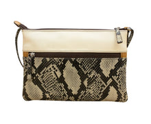 Load image into Gallery viewer, Snake Print Double Zip Color Block Crossbody