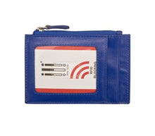Load image into Gallery viewer, ILI RFID Blocking Leather Credit Card Holder (Cobalt Blue, Peach)