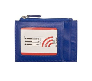 ILI RFID Blocking Leather Credit Card Holder (Cobalt Blue, Peach)