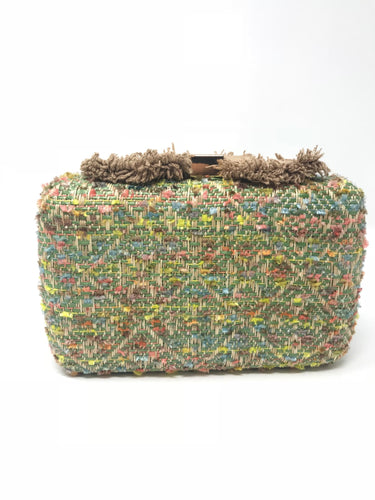 Sondra Roberts Boucle Green & Yellow Crossbody Clutch