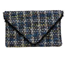 Load image into Gallery viewer, Sondra Roberts Blue Boucle Envelope Clutch