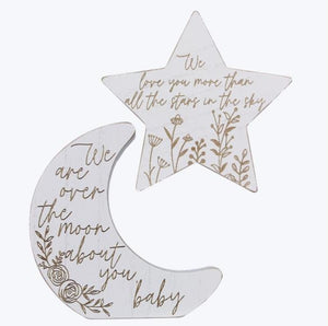 Wooden "Over the Moon" Tabletop Baby Gift