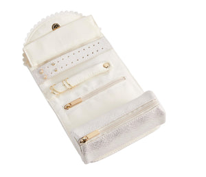 "Time to Shine" Jewelry Roll - White