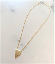Load image into Gallery viewer, Large Micropave Heart Necklace (gold finish)